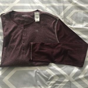 NWT Express Men’s Maroon Long Sleeve Henley